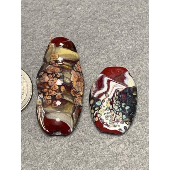 Handmade Glass Lampwork Focal Beads Set of 2 - Picture 4 of 7